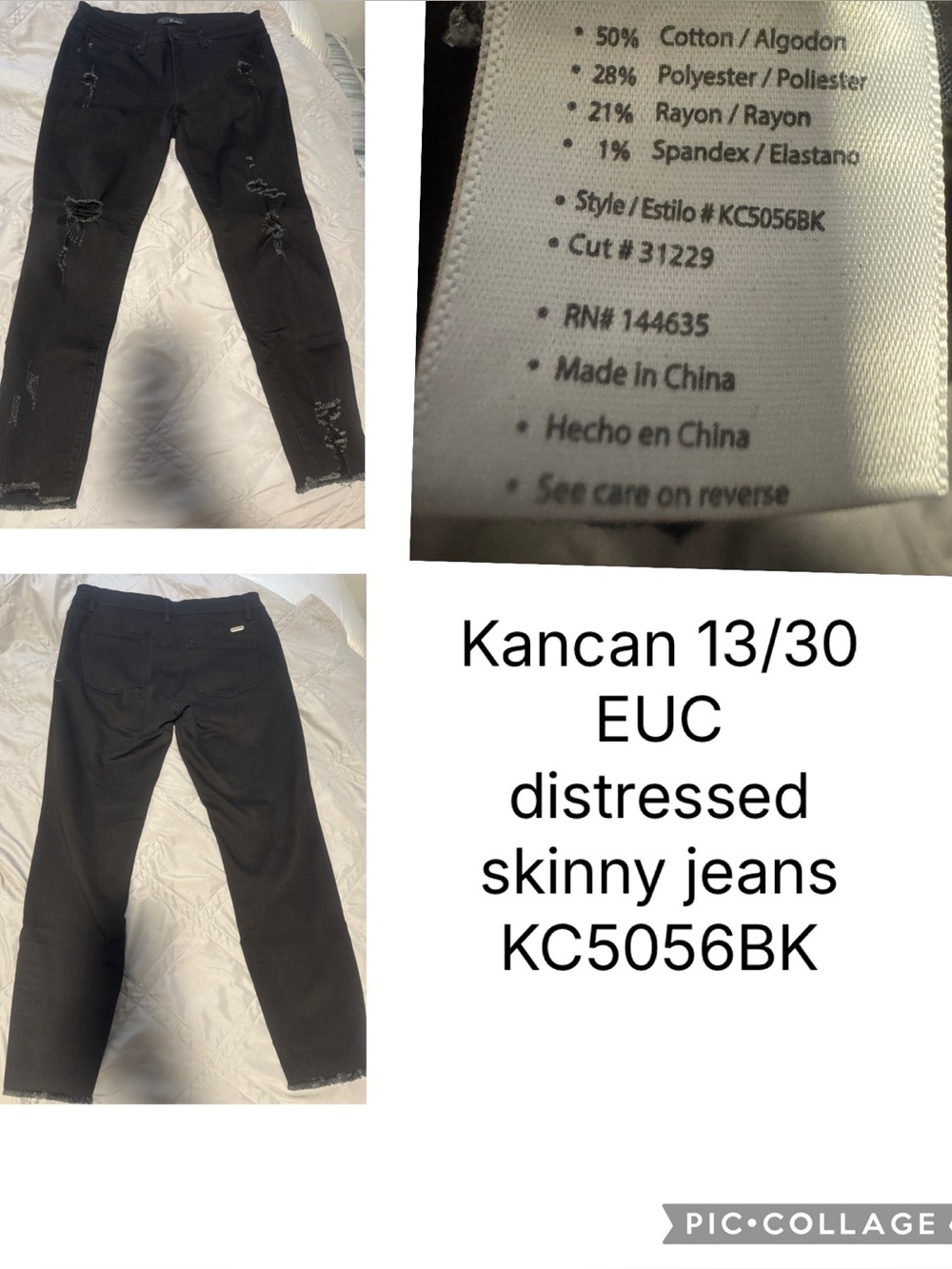 Kancan Distressed Black Skinny Jeans 13/30
EUC